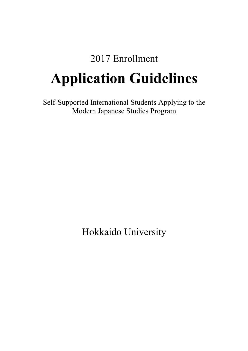 Application Guidelines