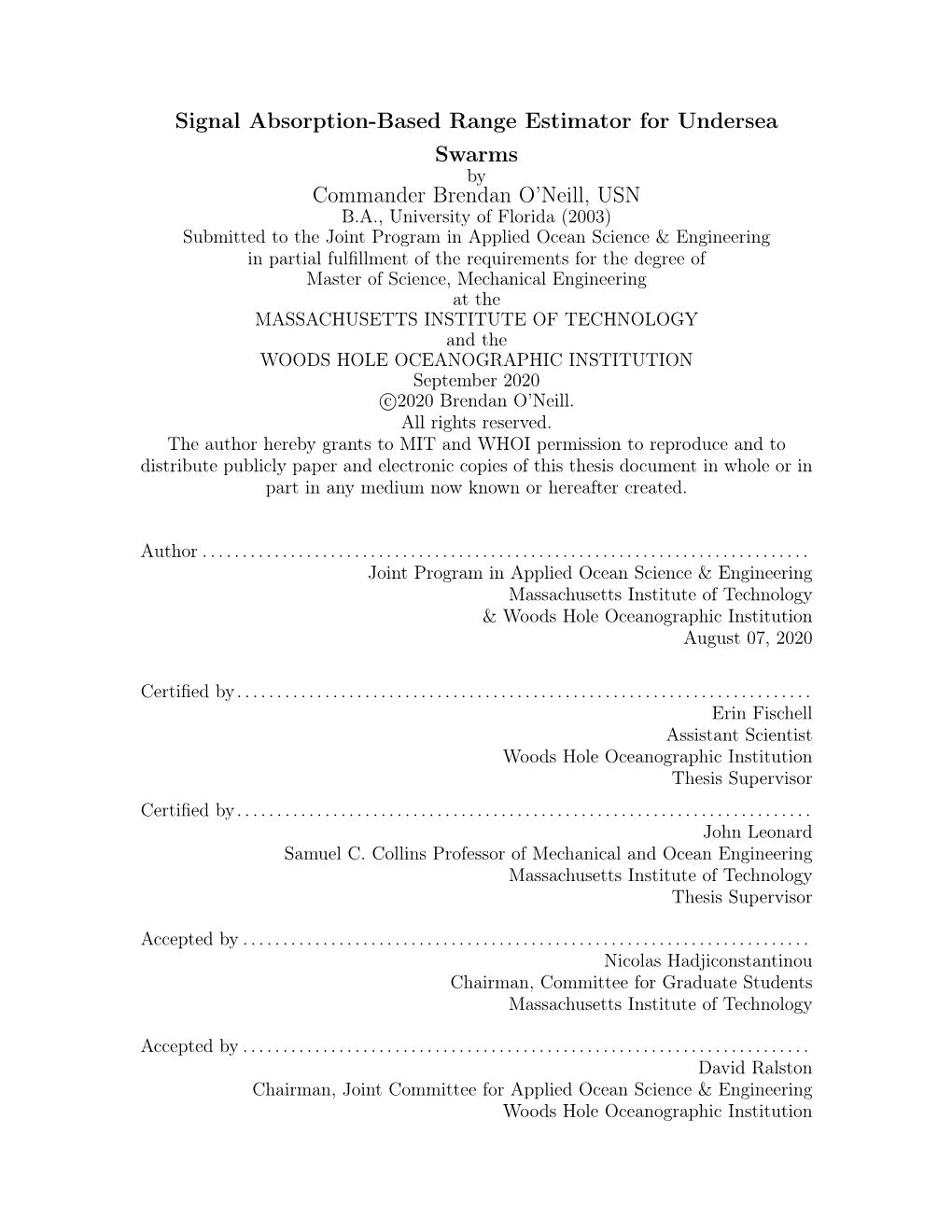 Signal Absorption-Based Range Estimator for Undersea Swarms