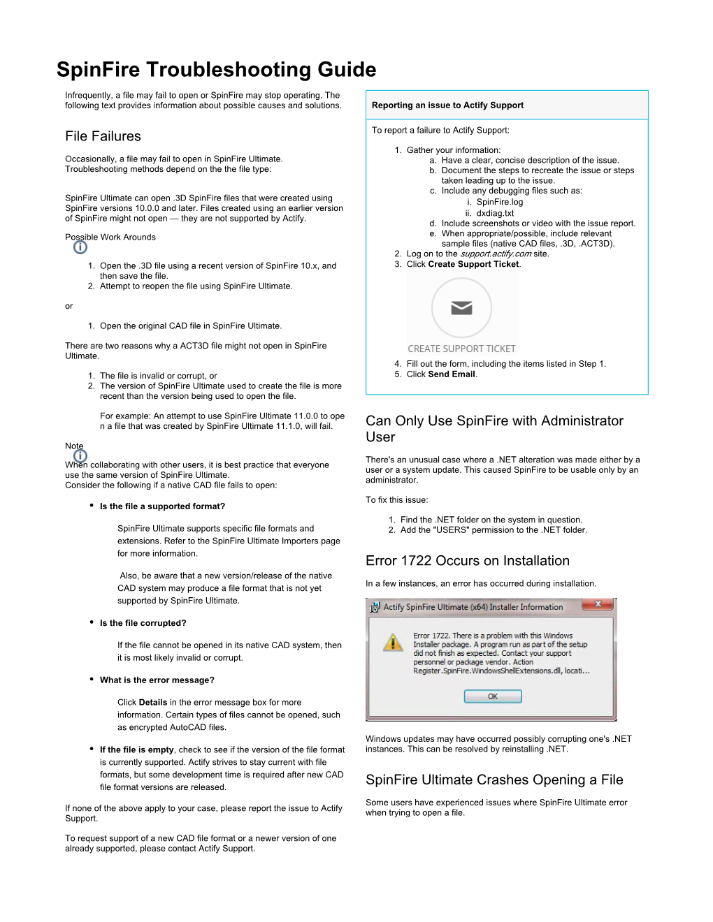 Spinfire Troubleshooting Guide