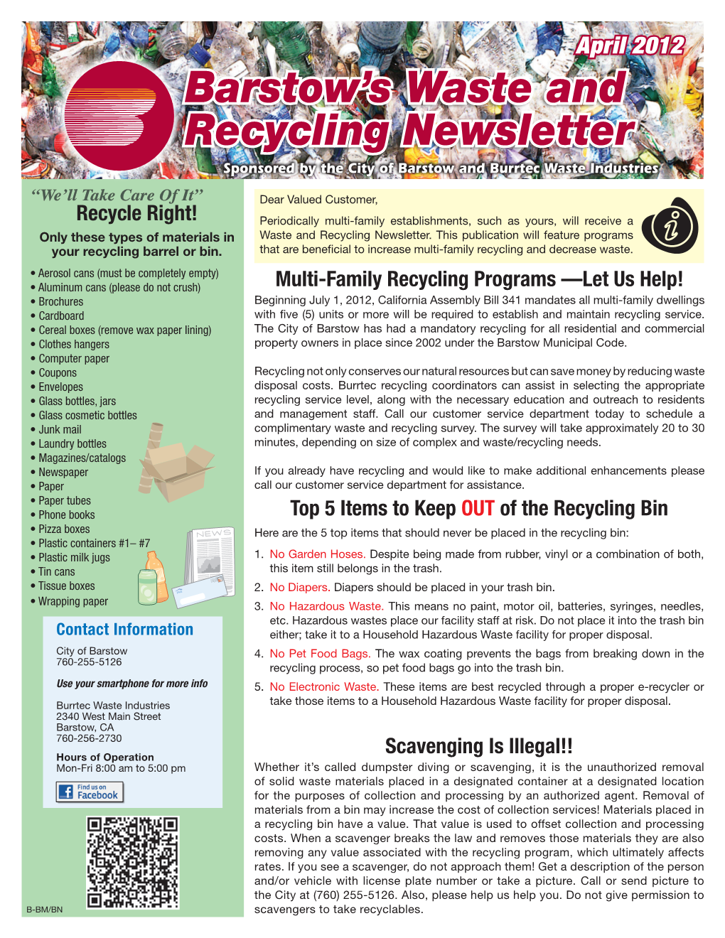 Barstow's Waste and Recycling Newsletter