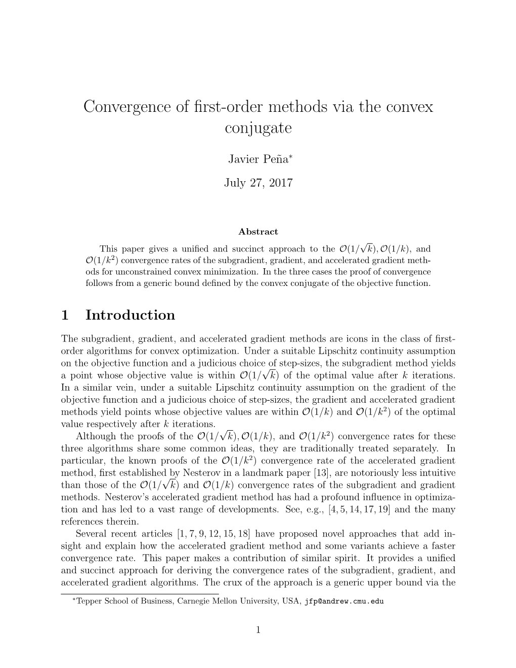 Convergence of First-Order Methods Via the Convex Conjugate