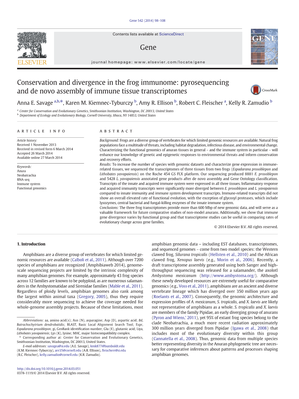 Conservation and Divergence in the Frog Immunome: Pyrosequencing and De Novo Assembly of Immune Tissue Transcriptomes