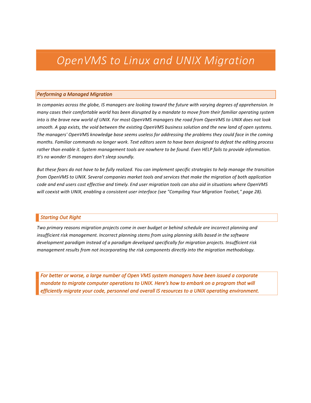 Openvms to Linux and UNIX Migration