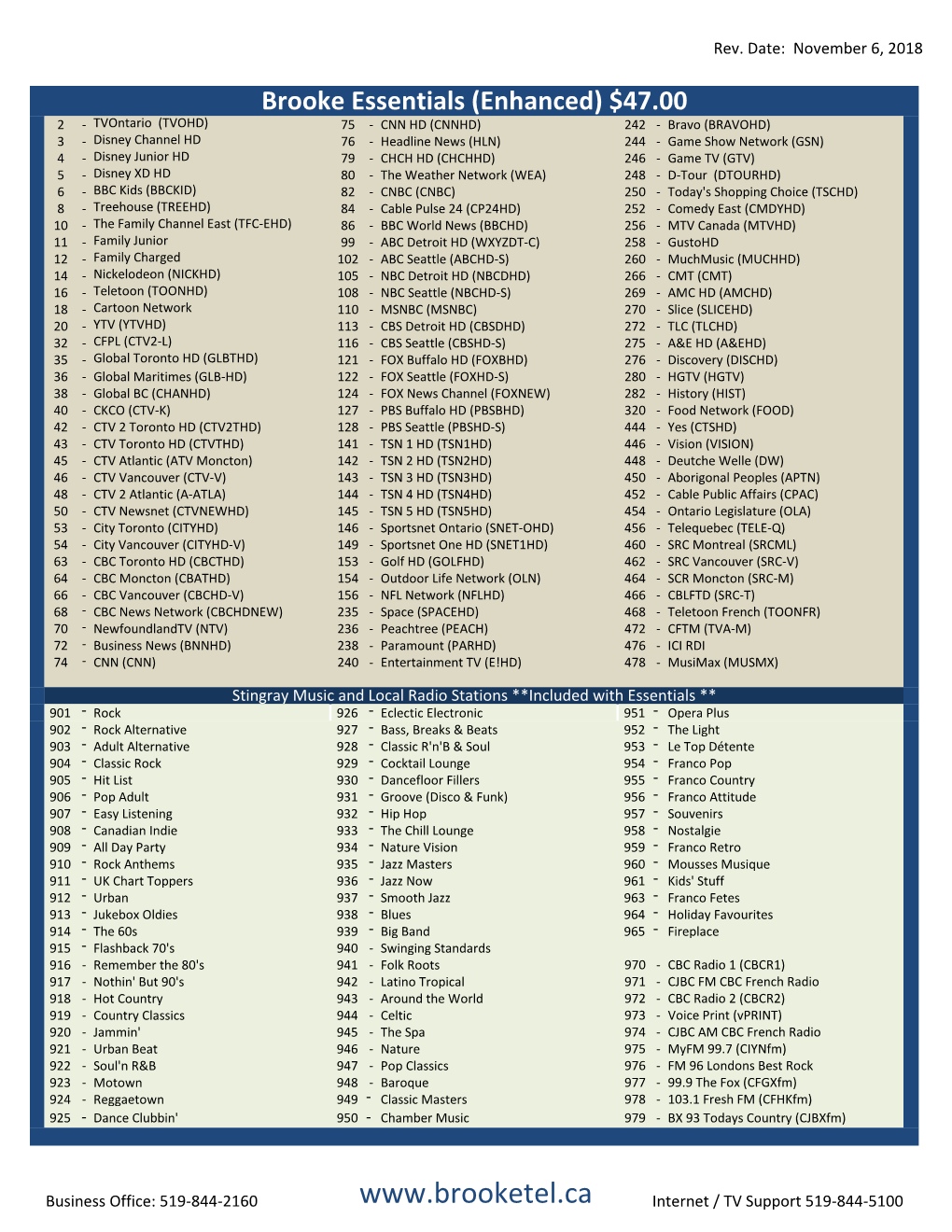 Printable Channel Guide