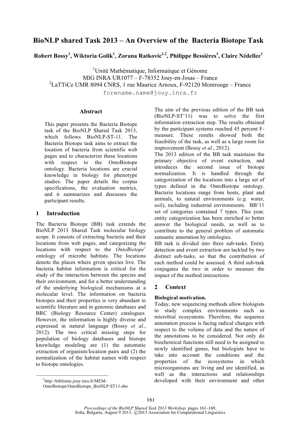 Bionlp Shared Task 2013 – an Overview of the Bacteria Biotope Task