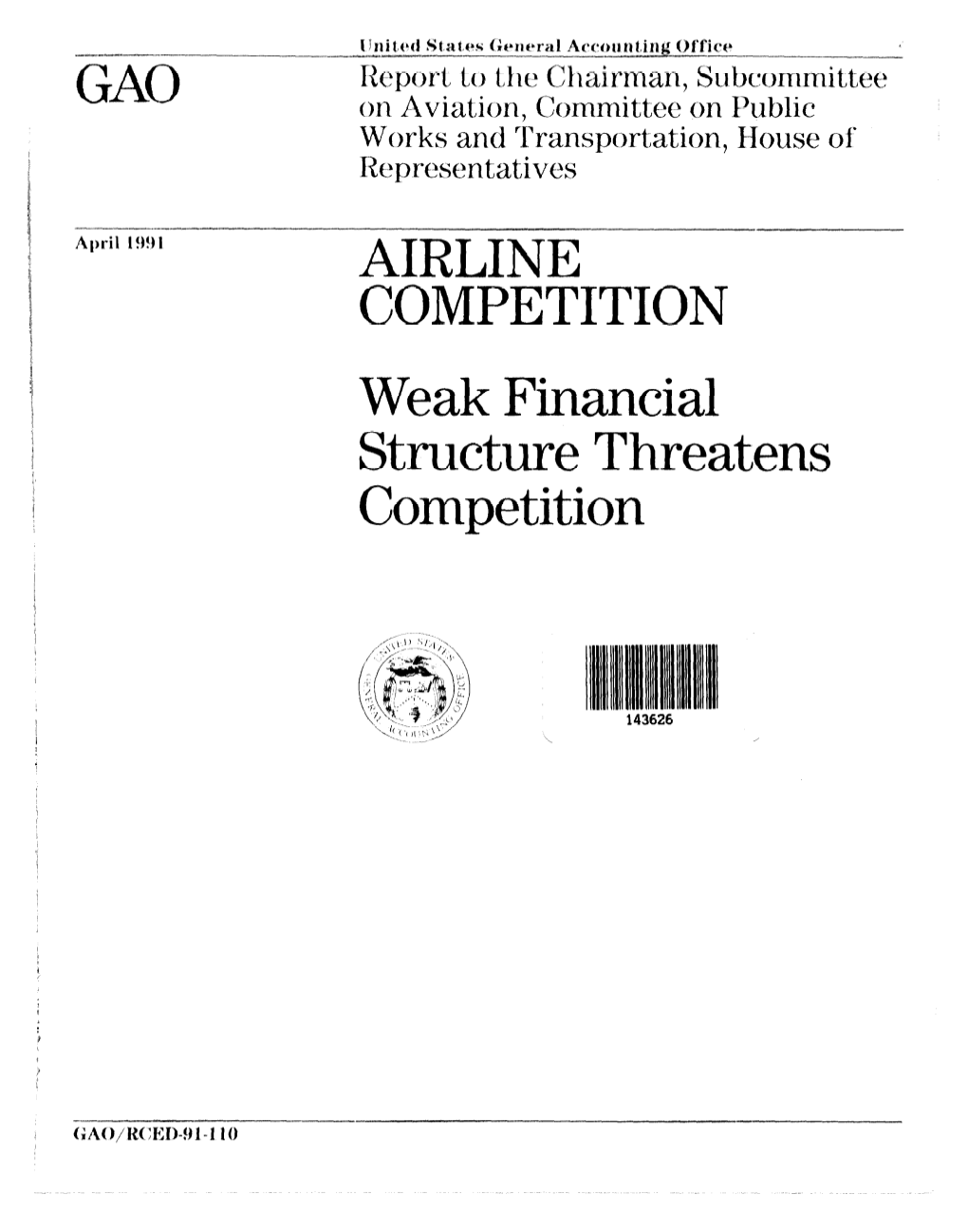 RCED-91-110 Airline Competition 5242812