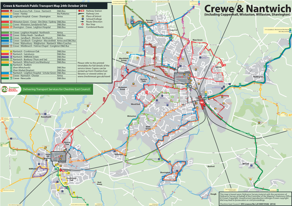 Crewe & Nantwich Public Transport Map October 2016 V2