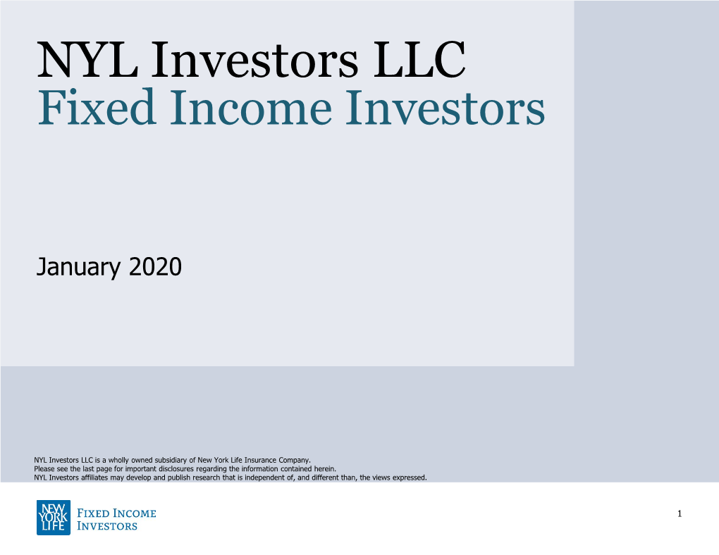 NYL Investors LLC Fixed Income Investors