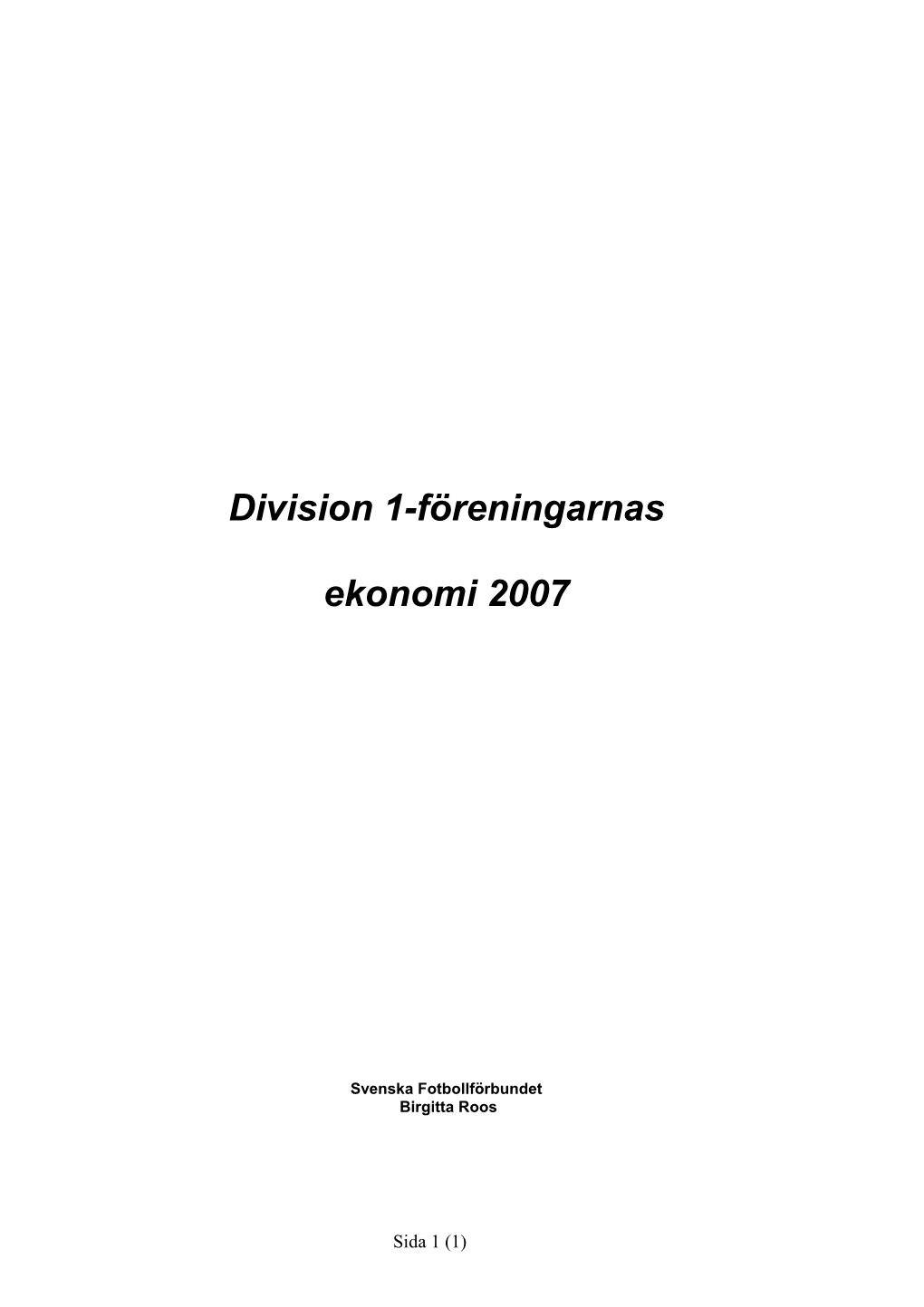 Division 1-Föreningarnas Ekonomi 2007