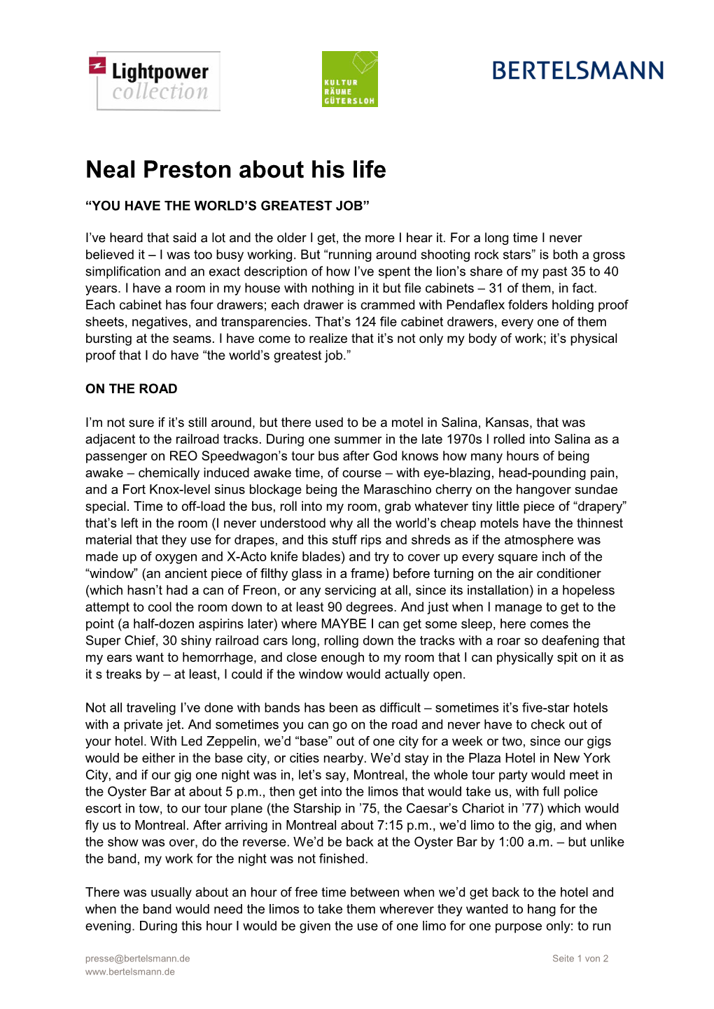 Neal Preston About His Life 