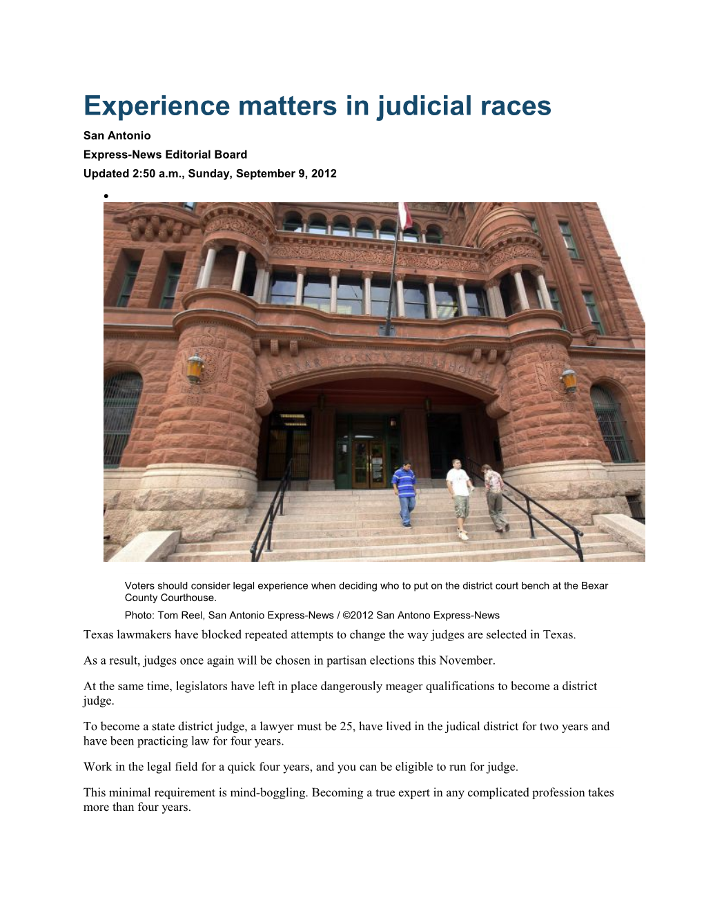 Experie Nce Matters in Judicial Races