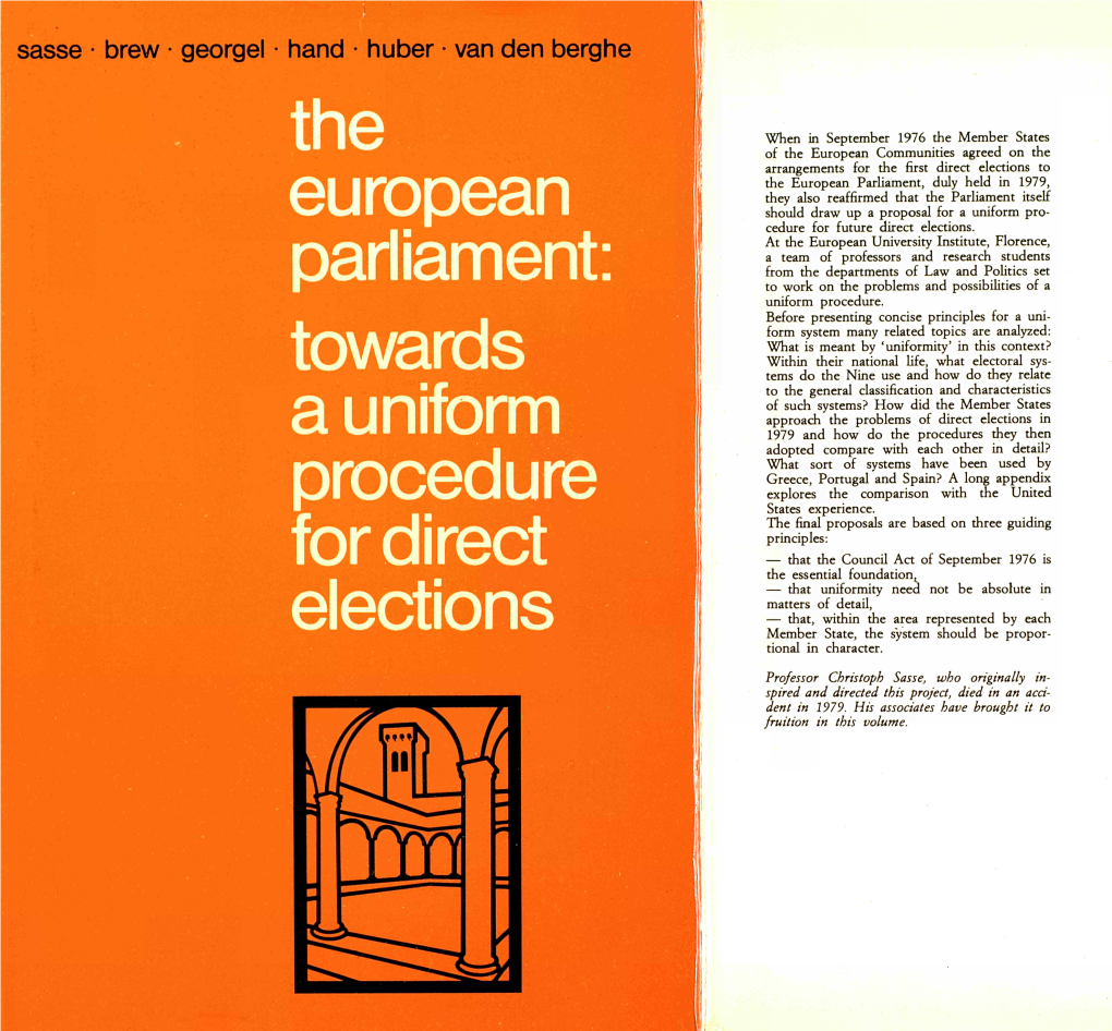 The European Parliament: Towards a Uniform Procedure for Direct Elections