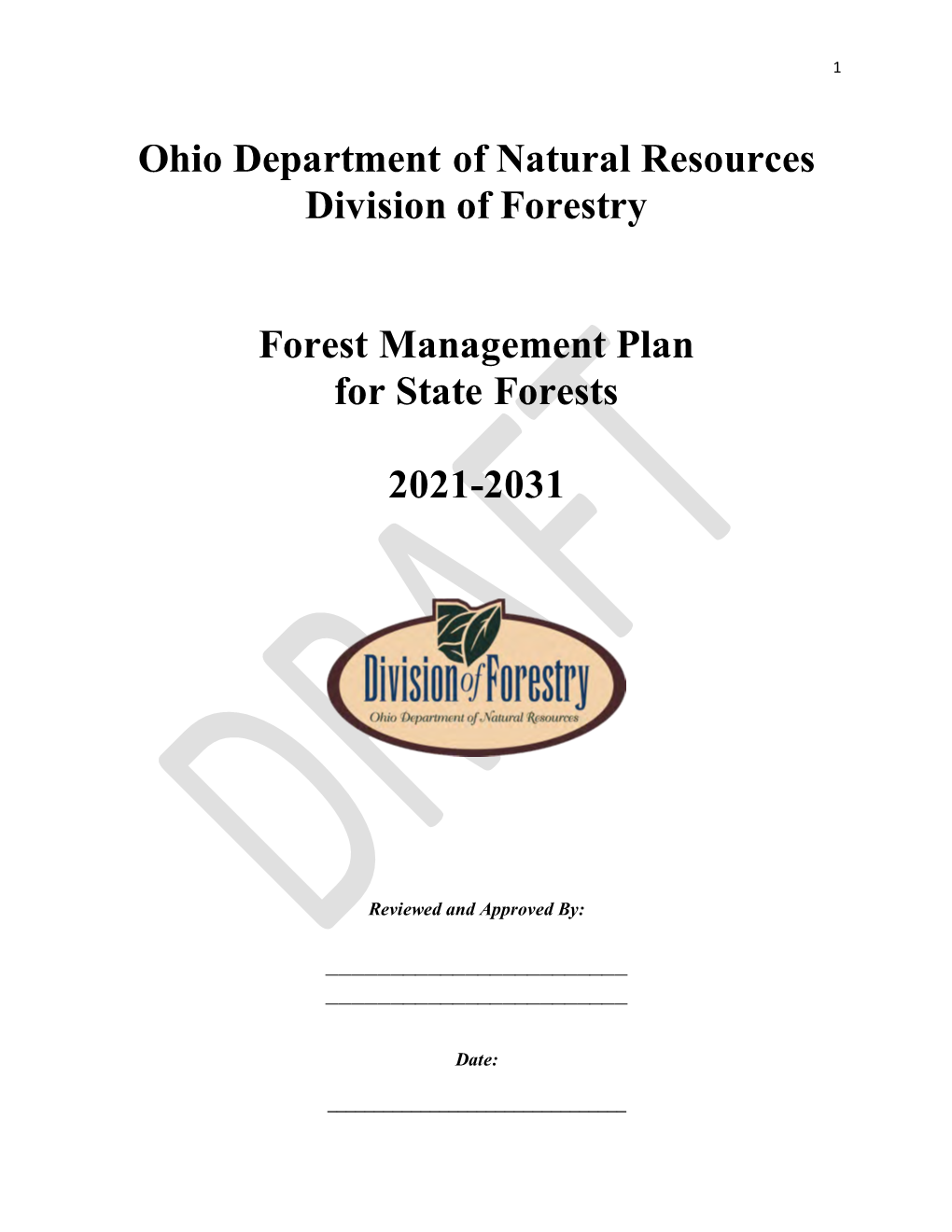 Ohio Department of Natural Resources Division of Forestry