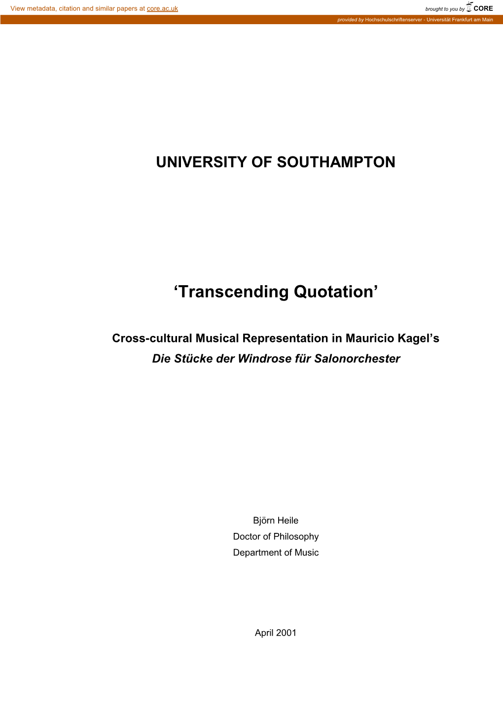 'Transcending Quotation'