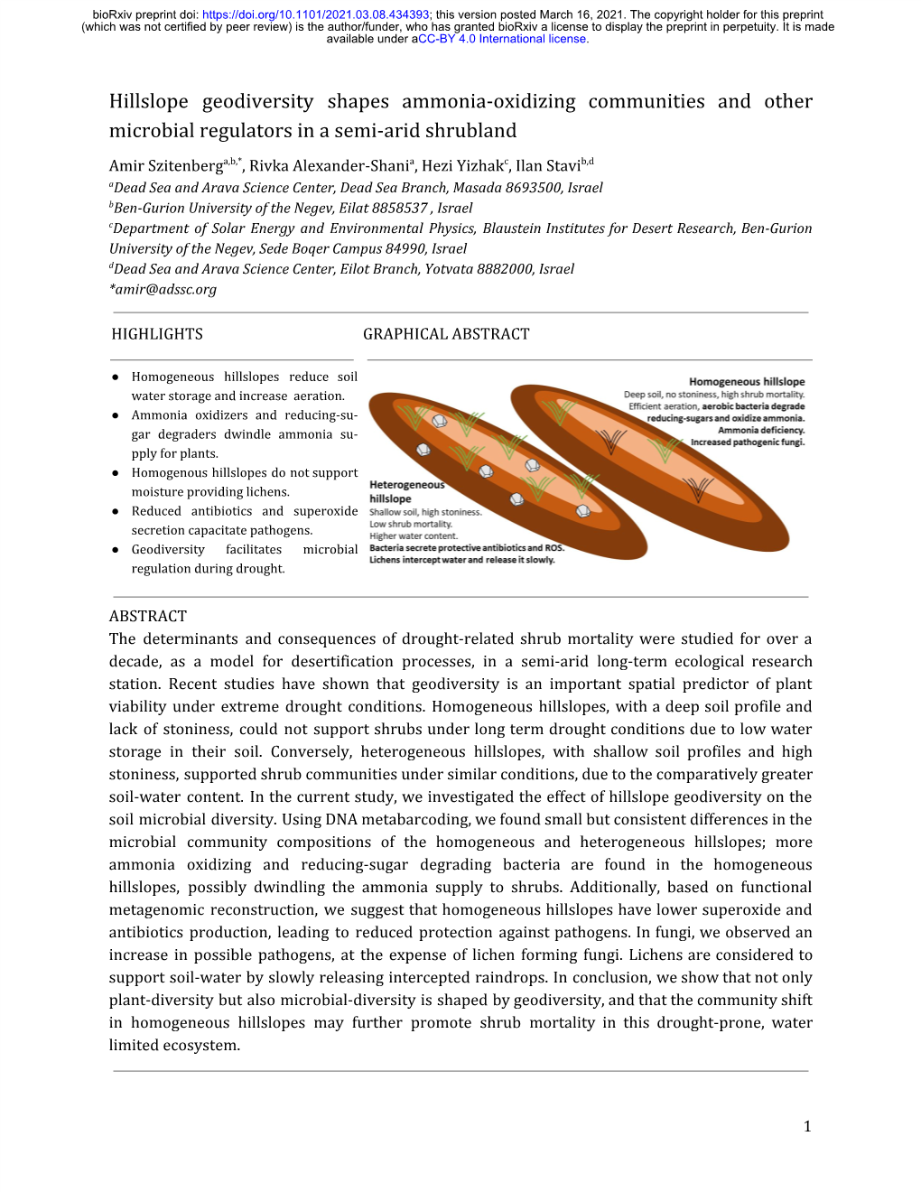 Hillslope Geodiversity Shapes Ammonia-Oxidizing Communities and Other Microbial Regulators in a Semi-Arid Shrubland