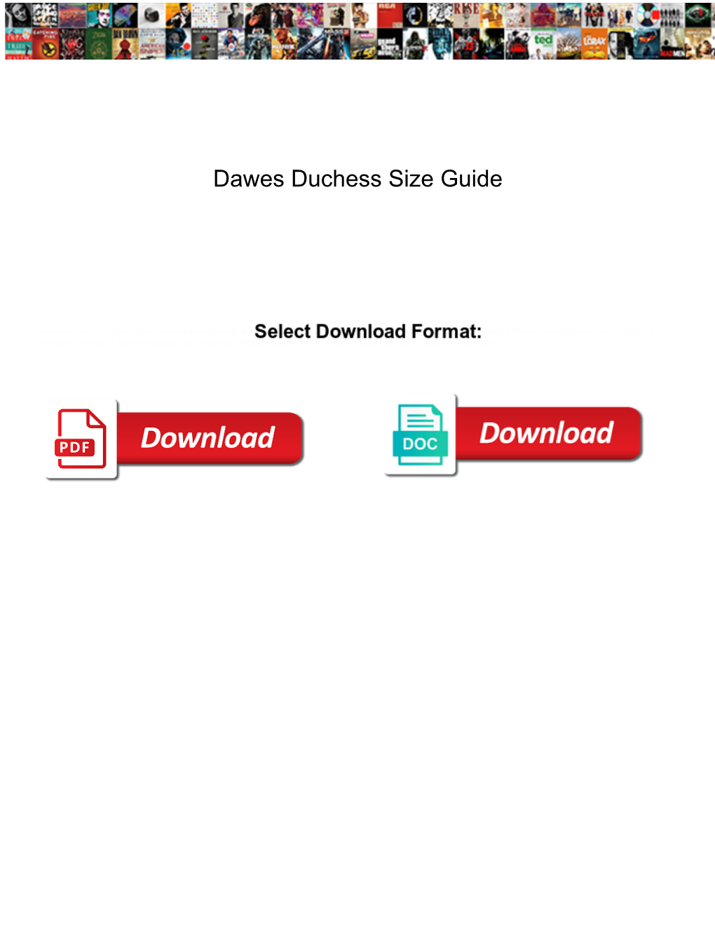 Dawes Duchess Size Guide