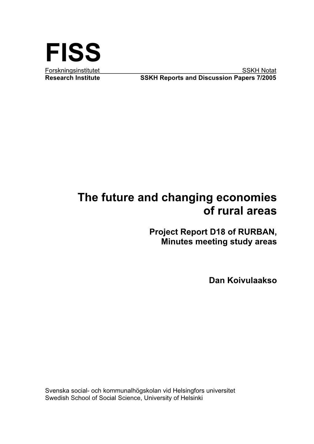 The Future and Changing Economies of Rural Areas