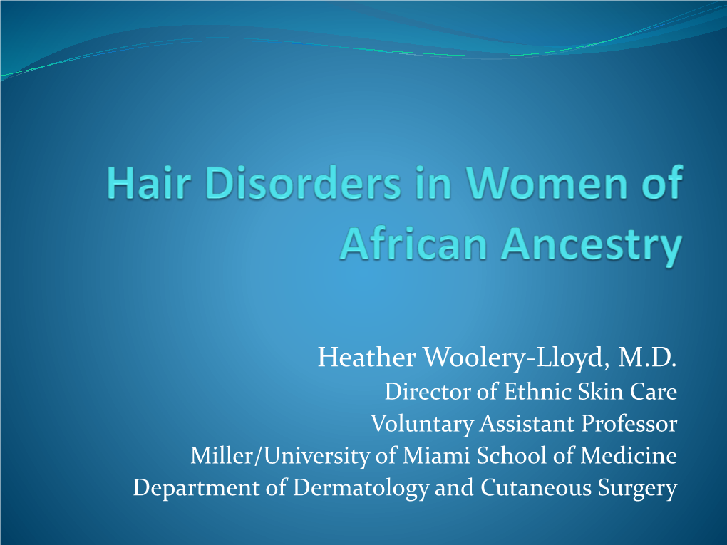 African-American Scalp and Hair Disorders