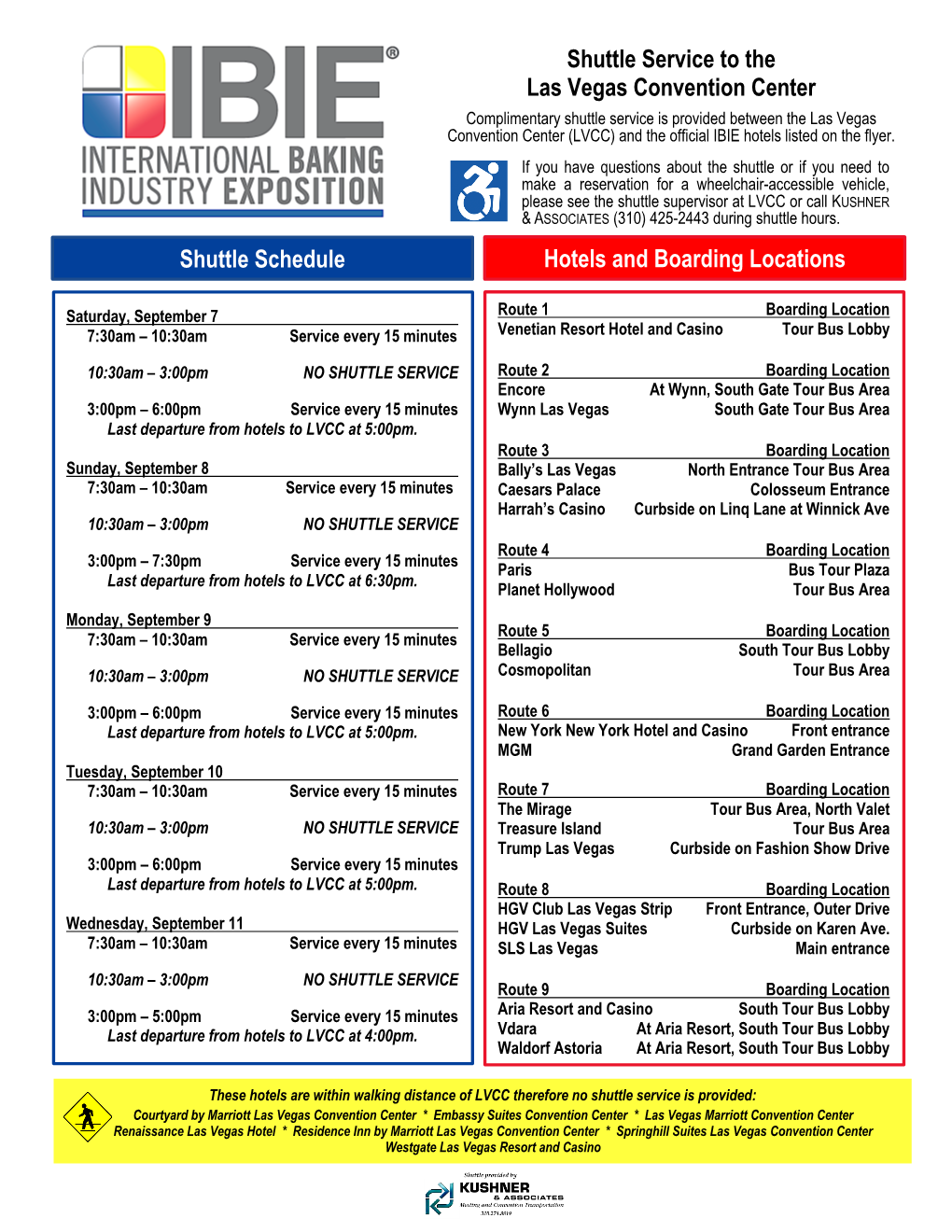 Shuttle Schedule Hotels and Boarding Locations