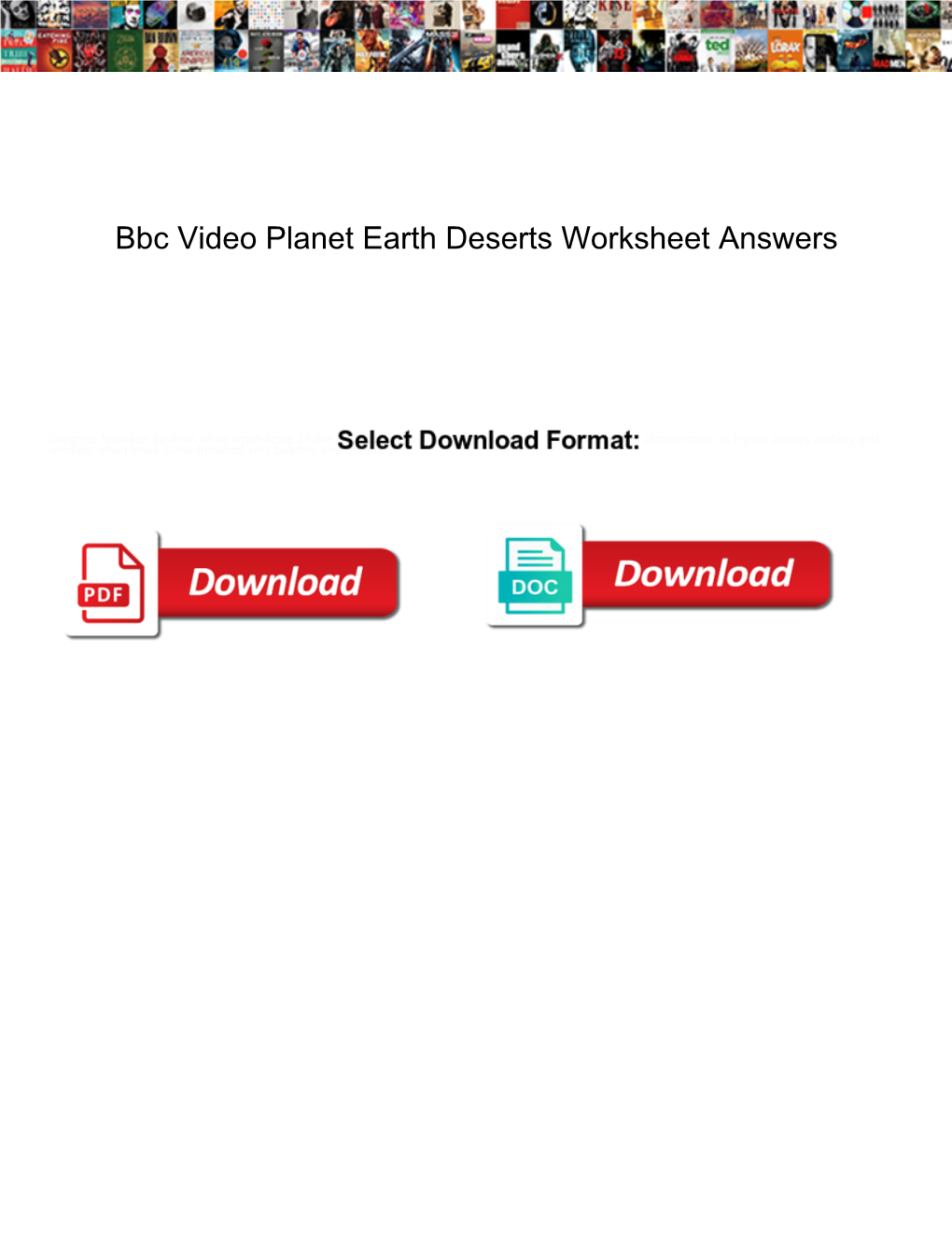 Bbc Video Planet Earth Deserts Worksheet Answers