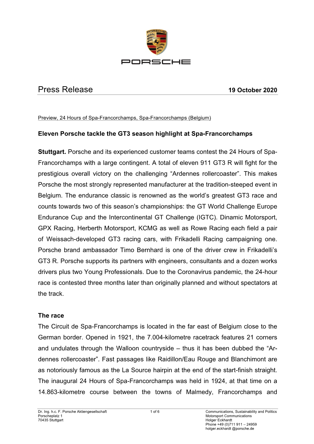 Press Release 19 October 2020