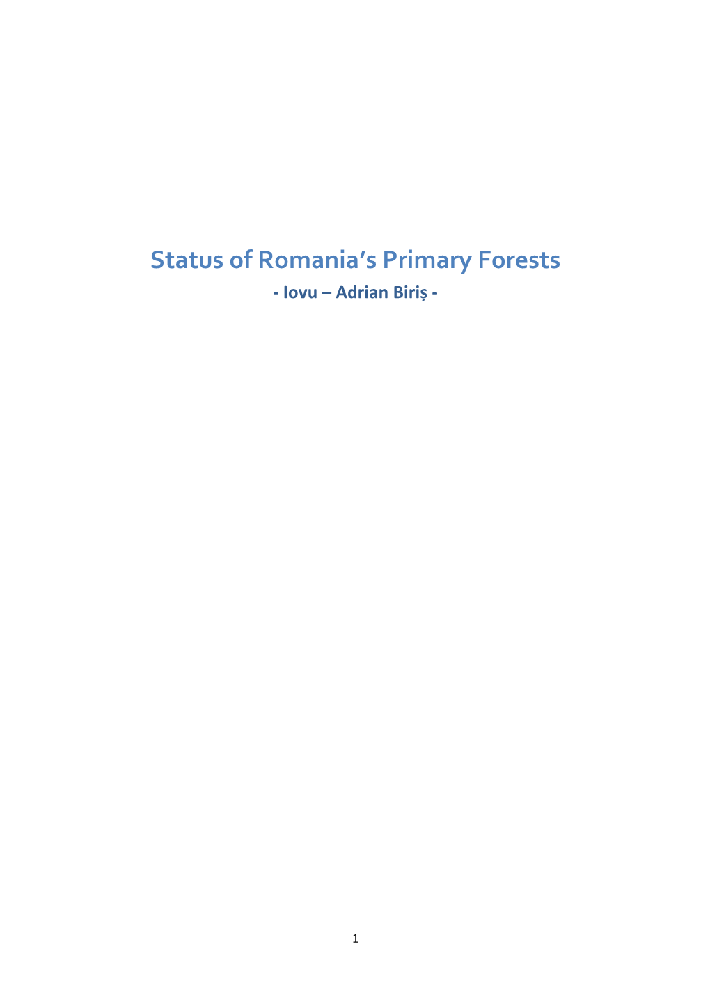 Status of Romania's Primary Forests