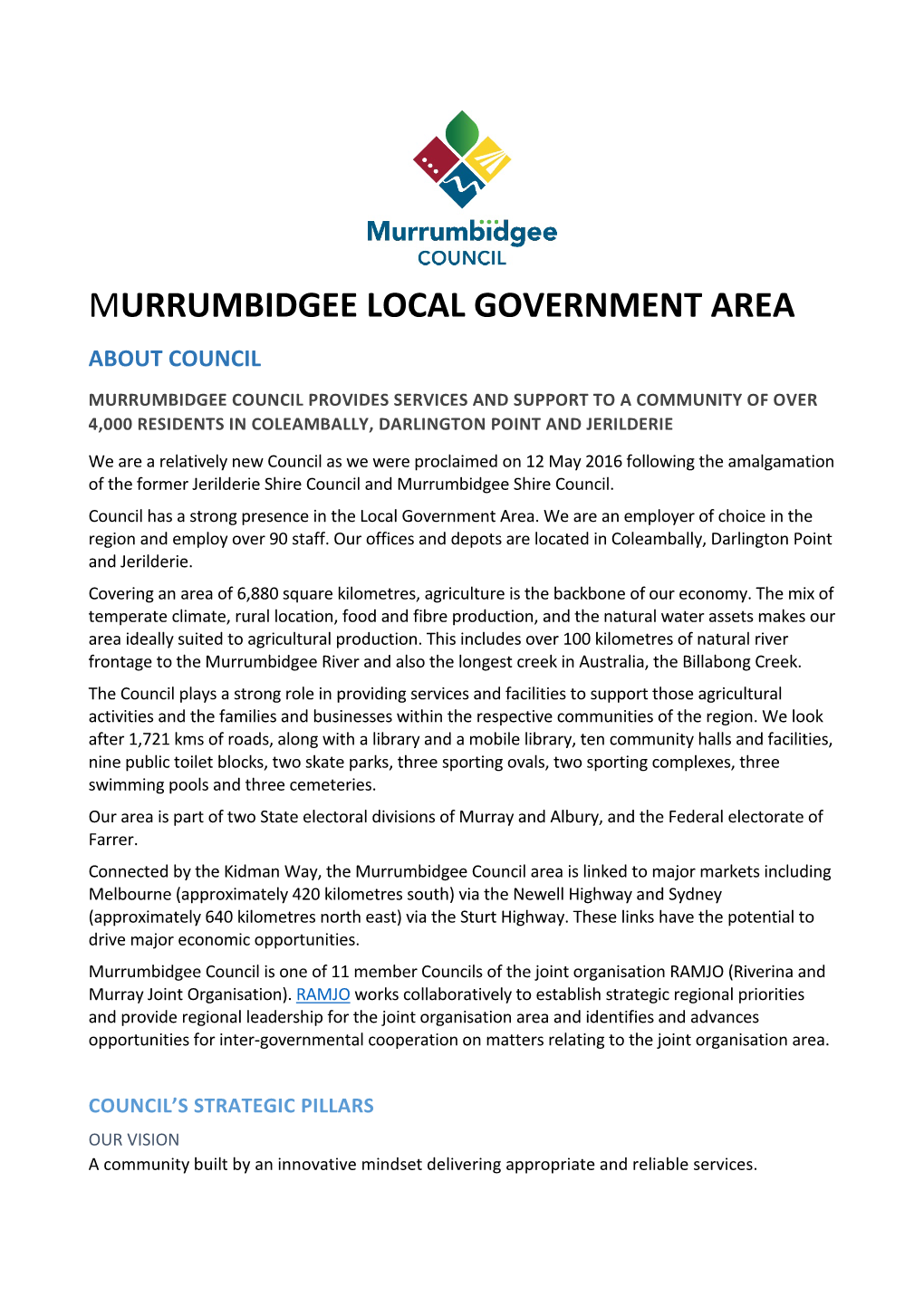Murrumbidgee Local Government Area About Council