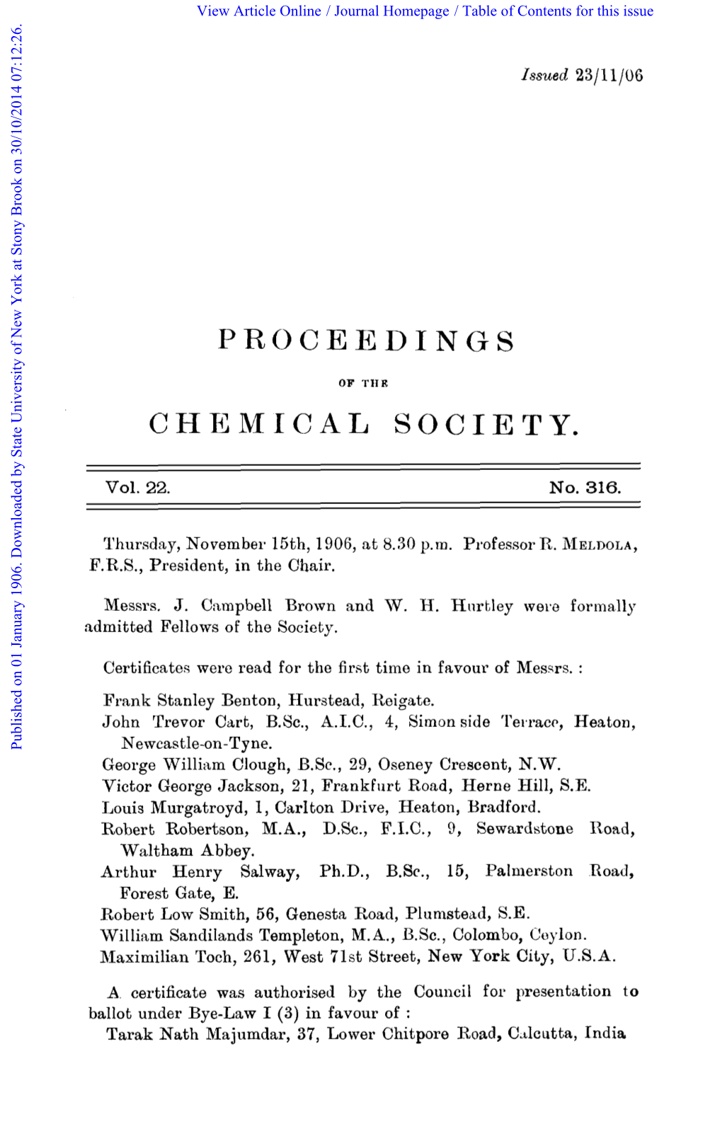 Proceedings Chemical Society