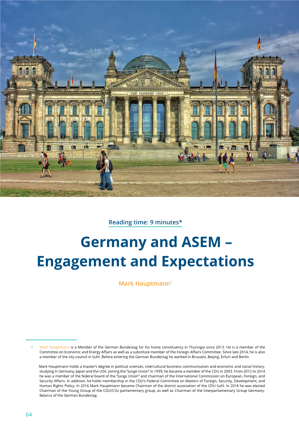 Germany and ASEM – Engagement and Expectations