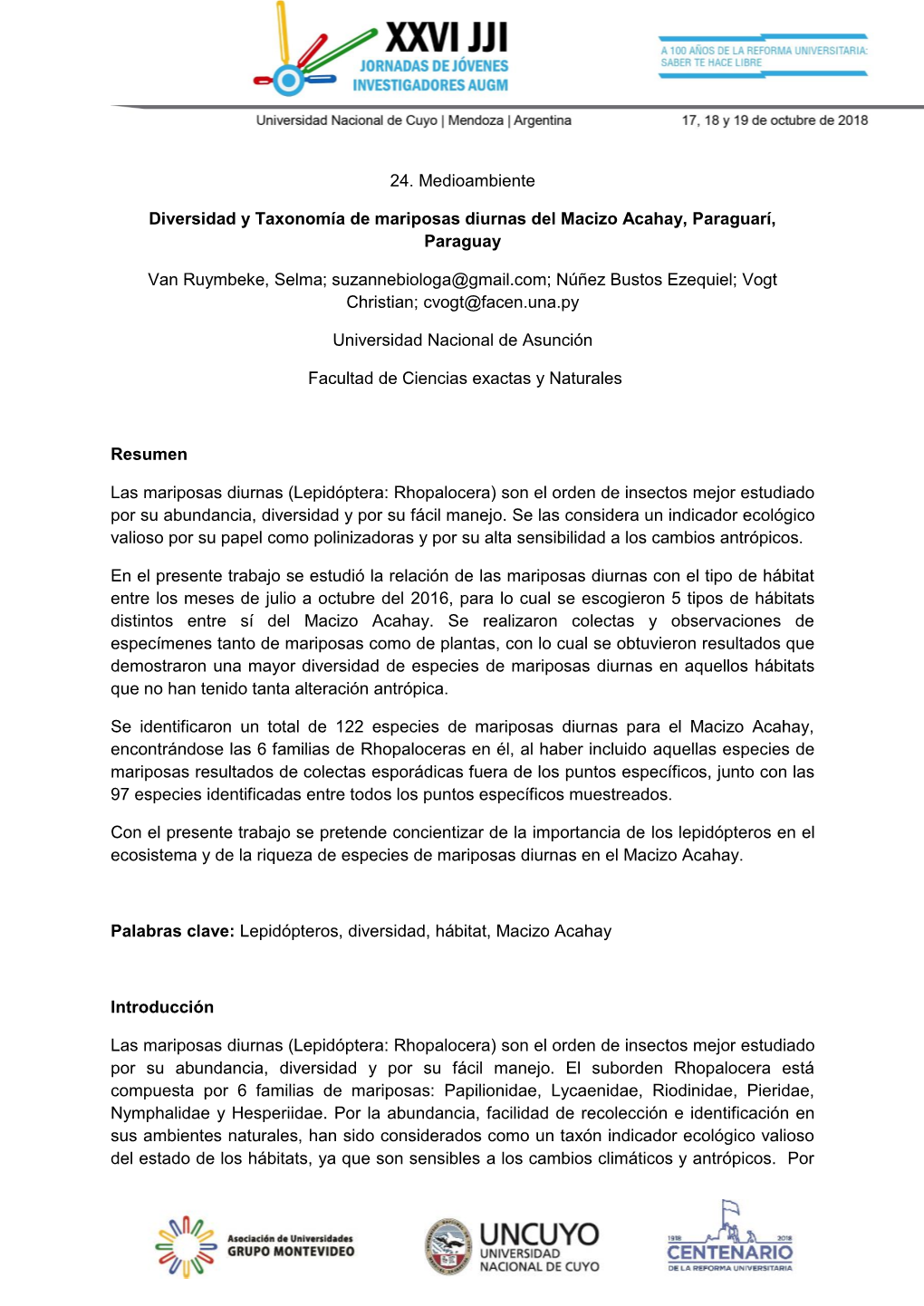 Diversidad Y Taxonomía De Mariposas Diurnas Del Macizo Acahay, Paraguarí, Paraguay