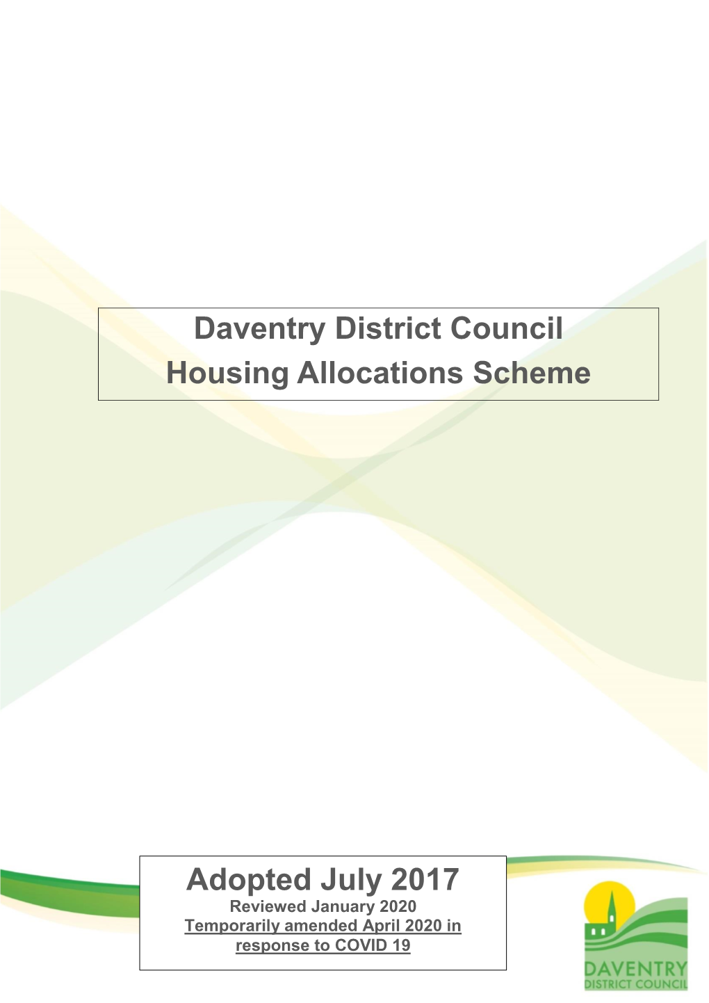 Daventry District Council Housing Allocations Scheme Adopted July