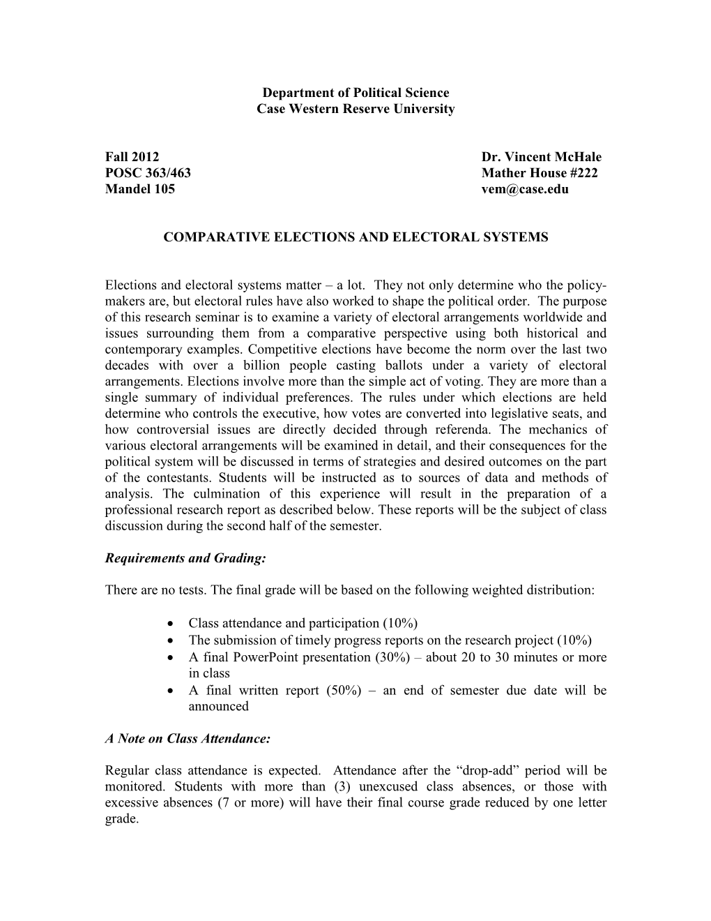 Proposed Course/Draft Syllabus