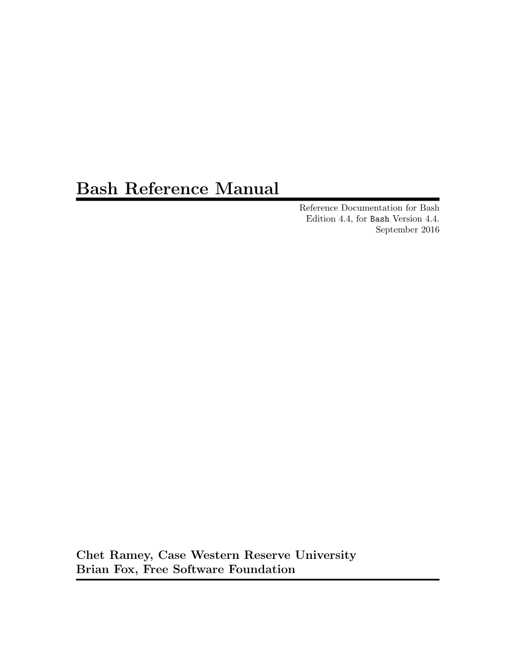 GNU Bash Reference Manual, for Bash, Version 4.4