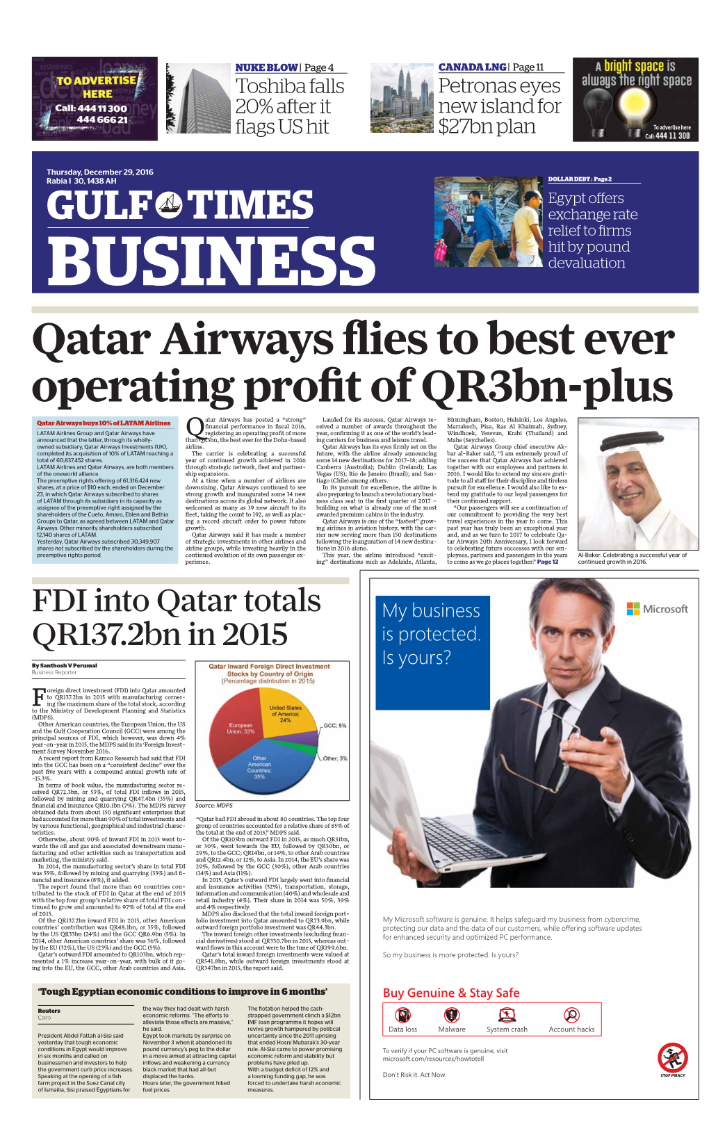 Qatar Airways Flies to Best Ever Operating Profit of Qr3bn-Plus