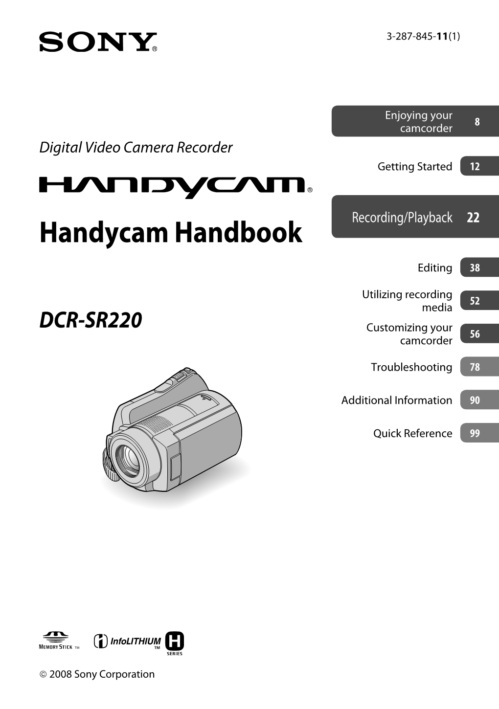 Handycam Handbook DCR-SR220