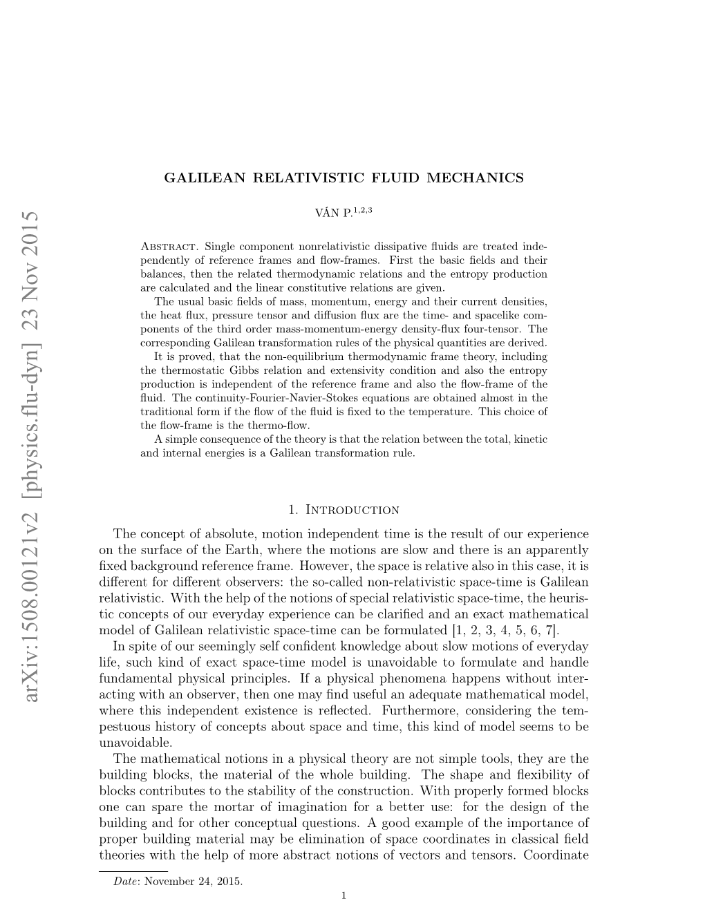 Arxiv:1508.00121V2 [Physics.Flu-Dyn] 23 Nov 2015 Where This Independent Existence Is Reﬂected