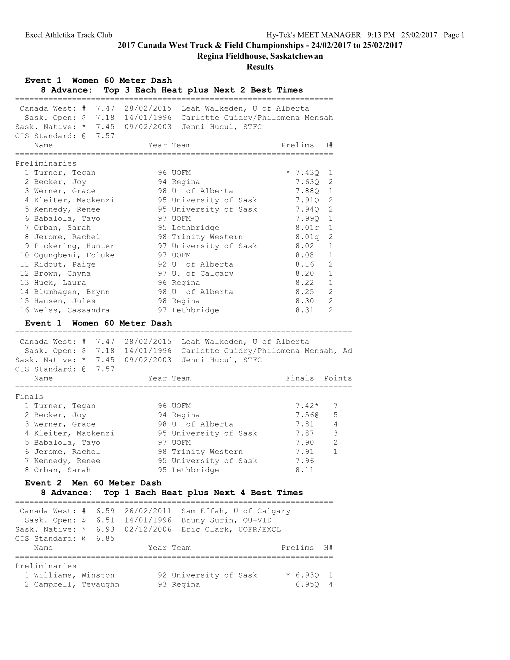 2017 Canada West Track & Field Championships