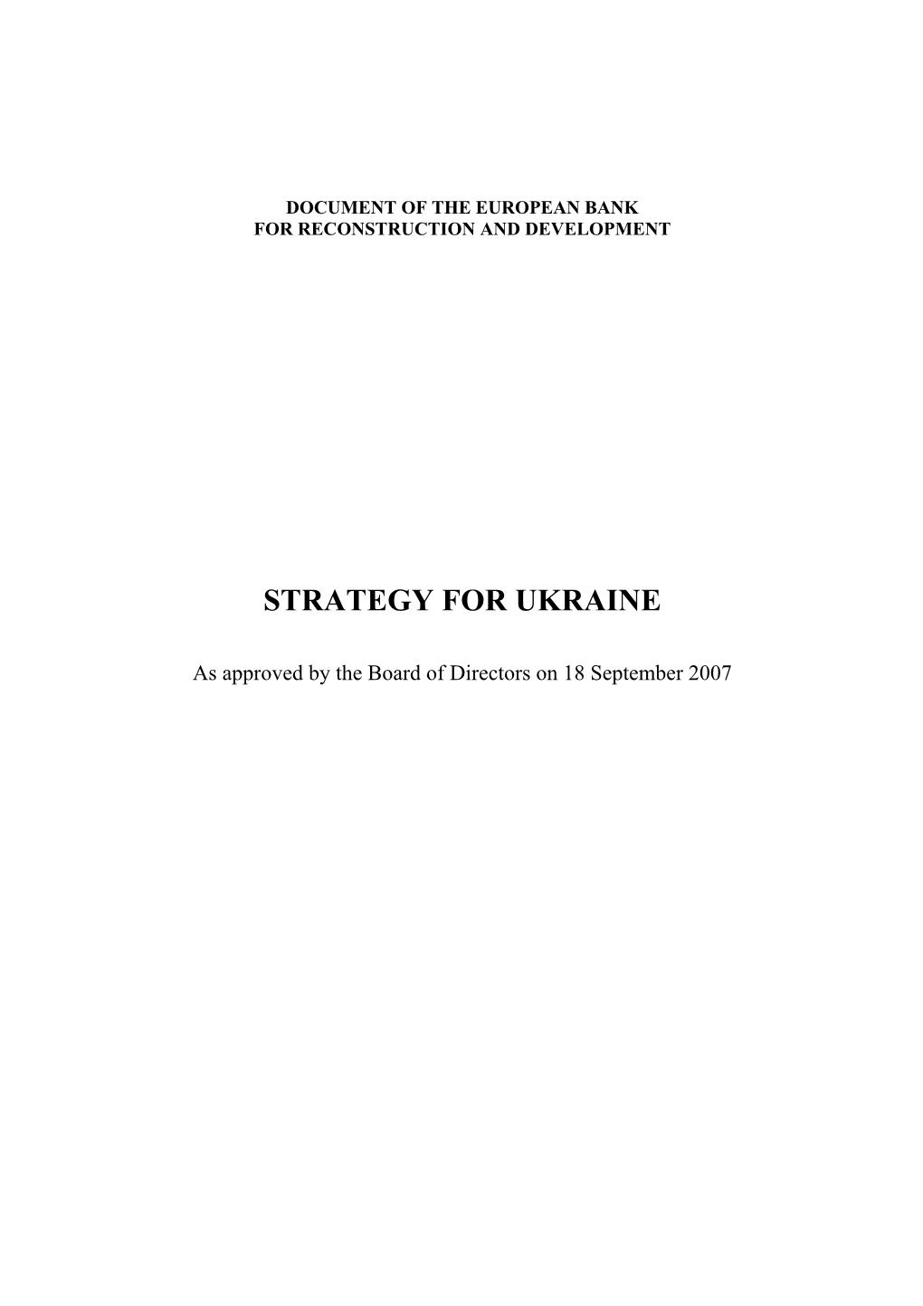 Ukraine Country Strategy [EBRD