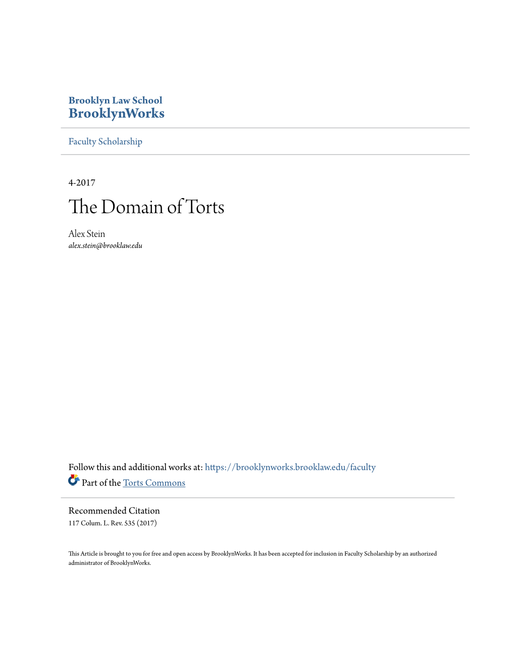 The Domain of Torts