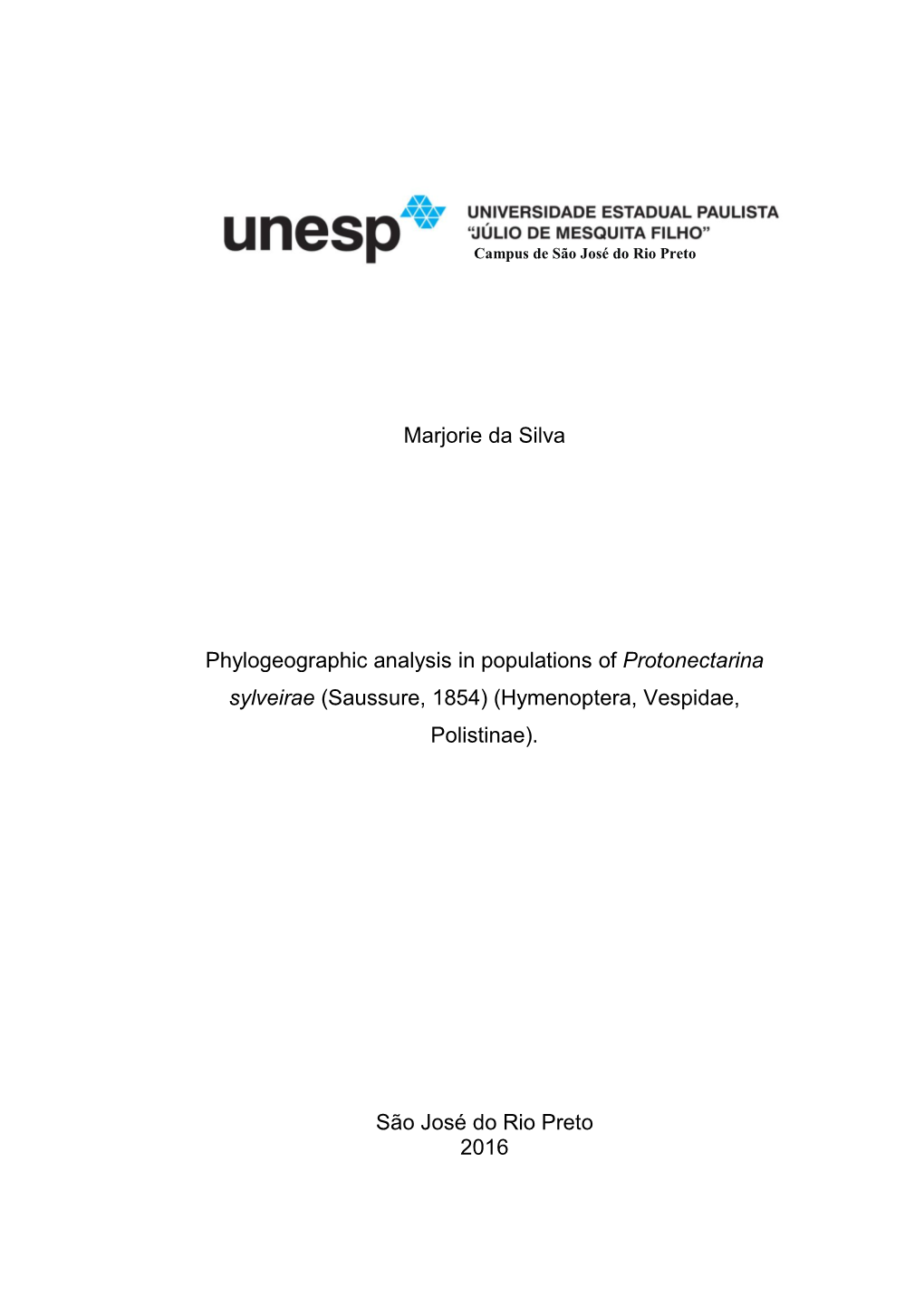 Marjorie Da Silva Phylogeographic Analysis in Populations Of