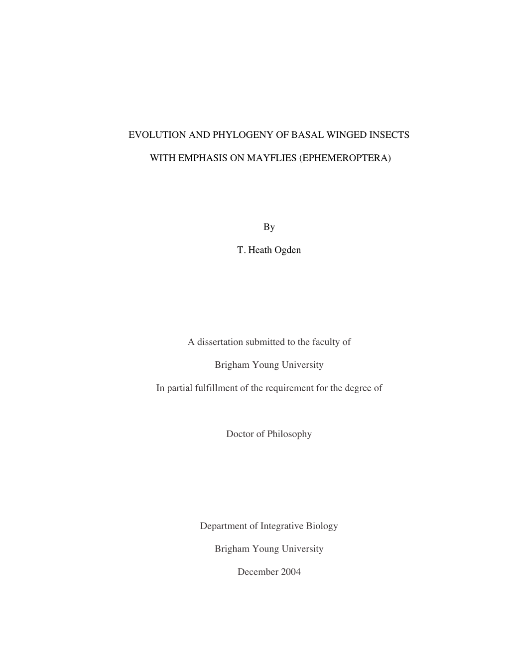 Evolution and Phylogeny of Basal Winged Insects With