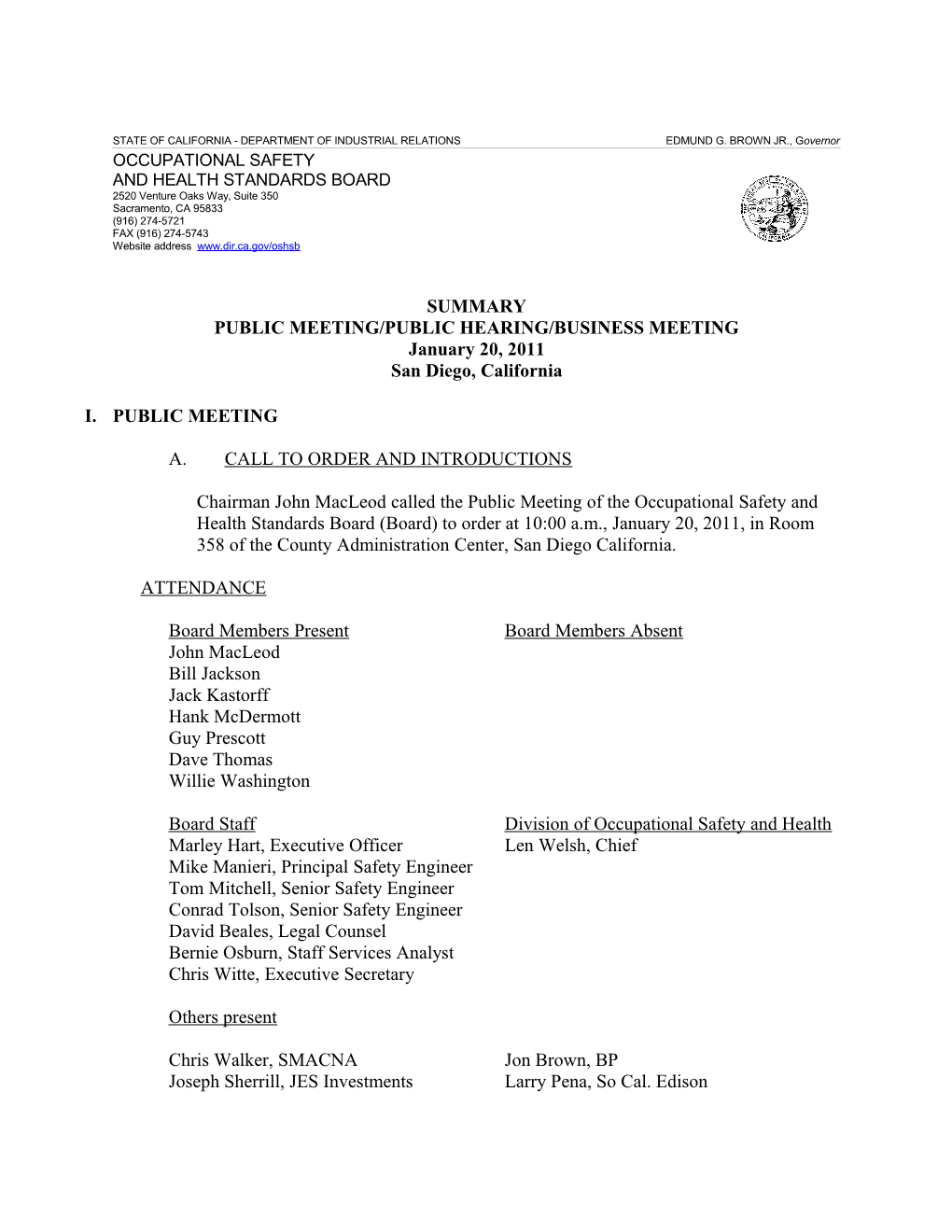 STATE of CALIFORNIA - DEPARTMENT of INDUSTRIAL RELATIONS Edmund G. Brown Jr., Governor s5