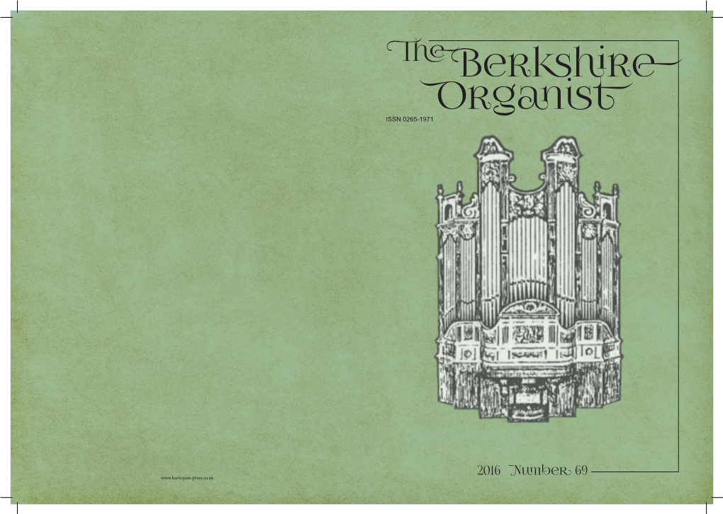 The Berkshire Organist 2016 1 the Berkshire Organists Association