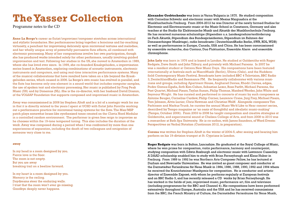 The Yasser Collection Musikhochschule Freiburg