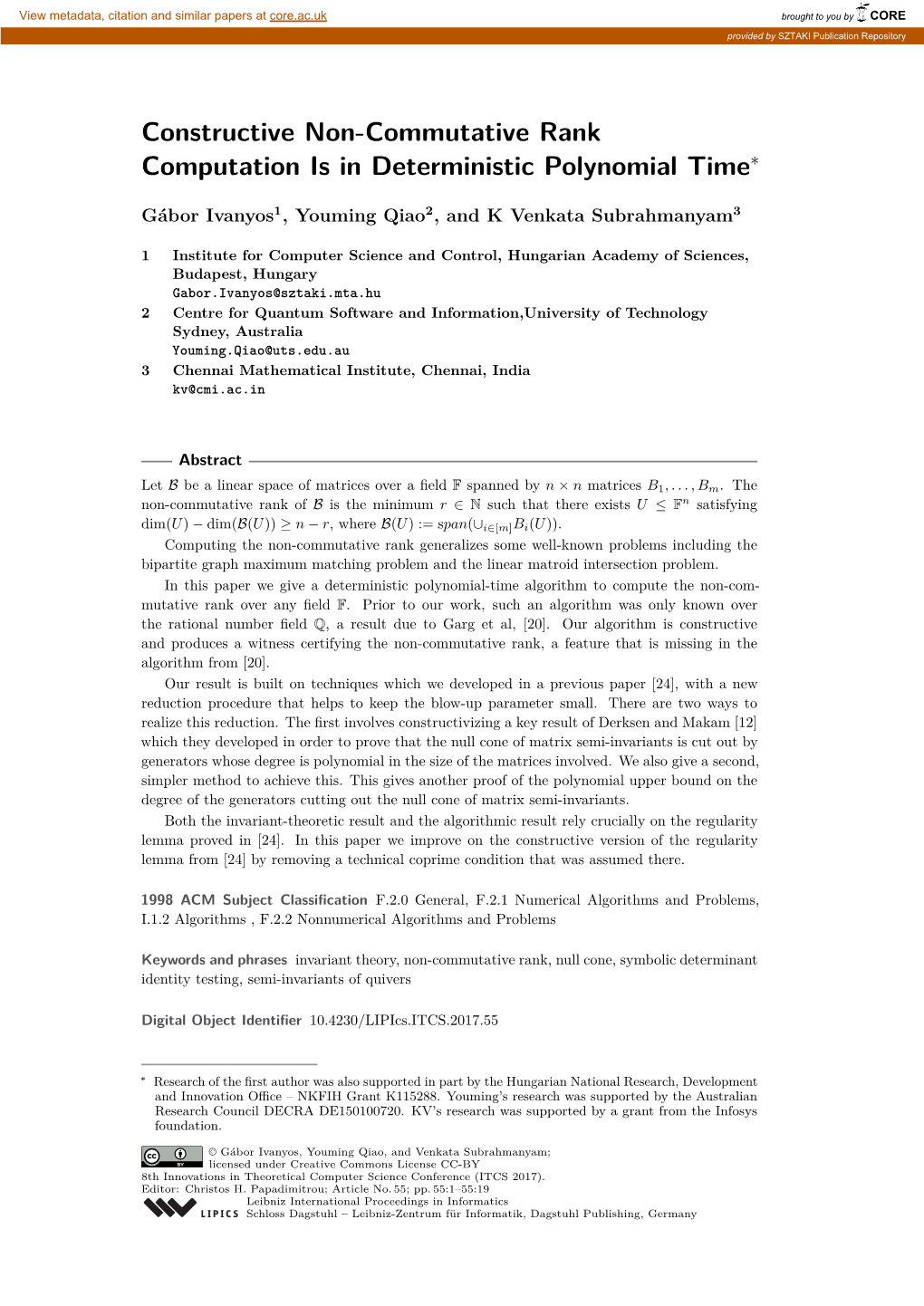 Constructive Non-Commutative Rank Computation Is in Deterministic Polynomial Time∗