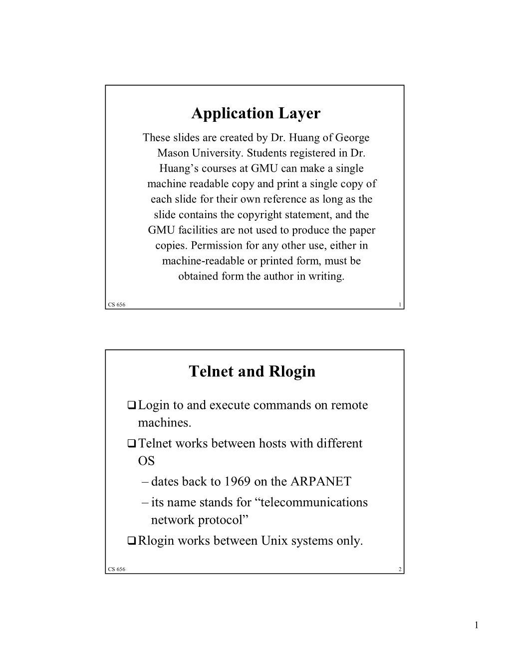 Application Layer Telnet and Rlogin