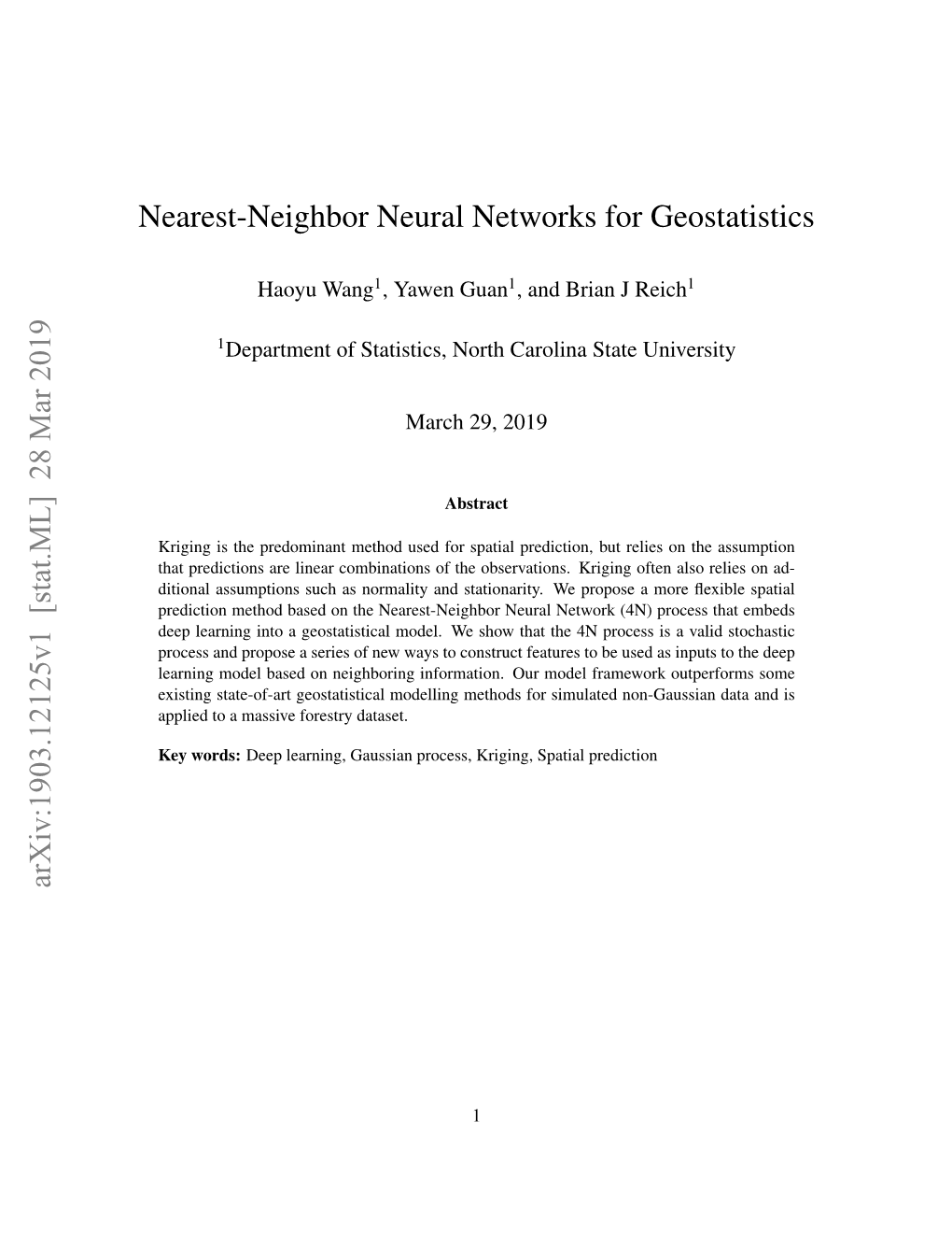 Nearest-Neighbor Neural Networks for Geostatistics Arxiv:1903.12125V1