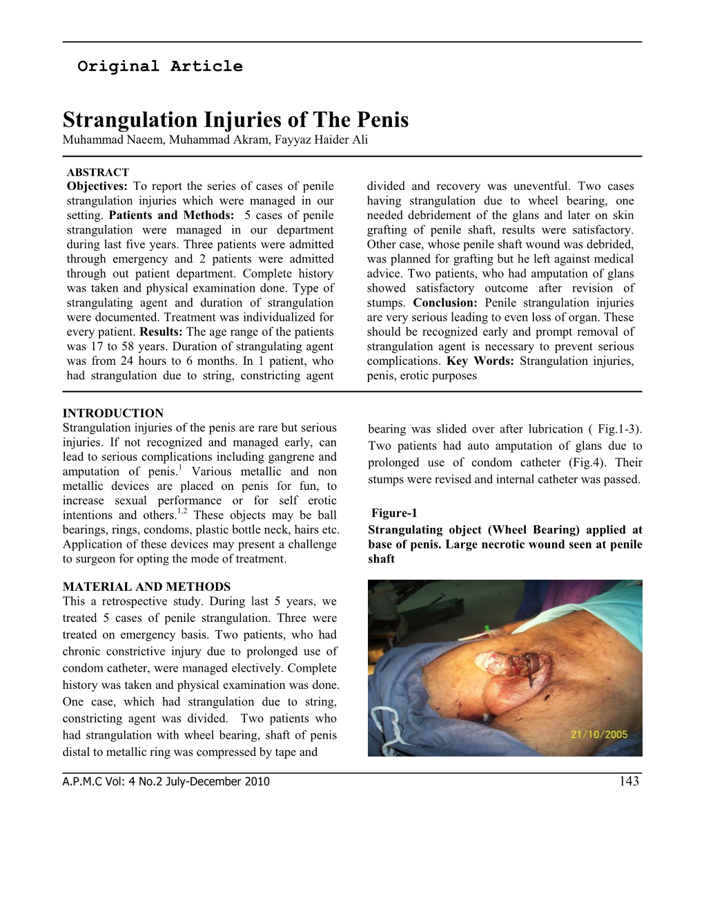 Strangulation Injuries of the Penis