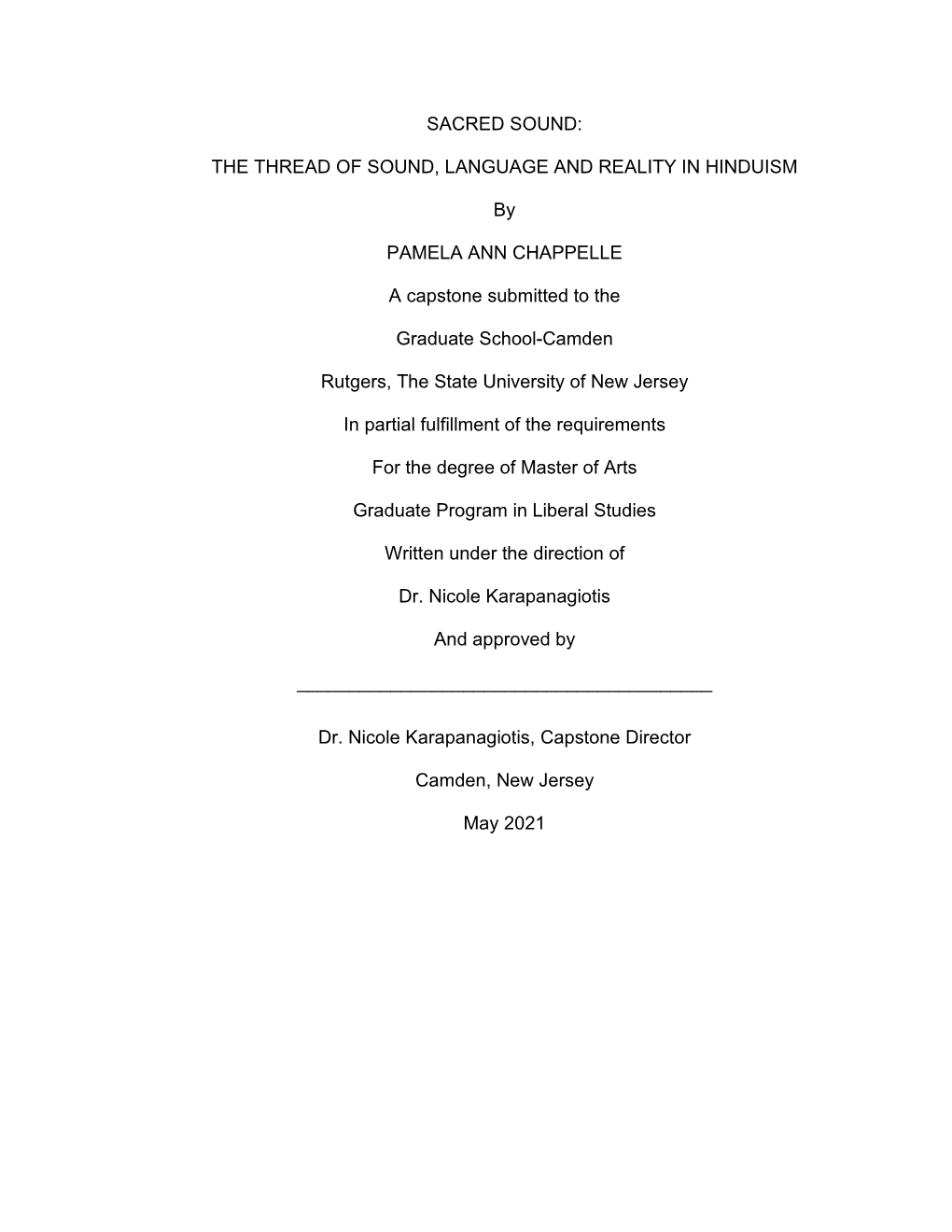 The Thread of Sound, Language and Reality in Hinduism