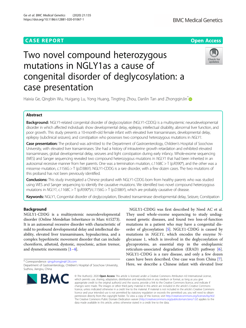 Two Novel Compound Heterozygous Mutations